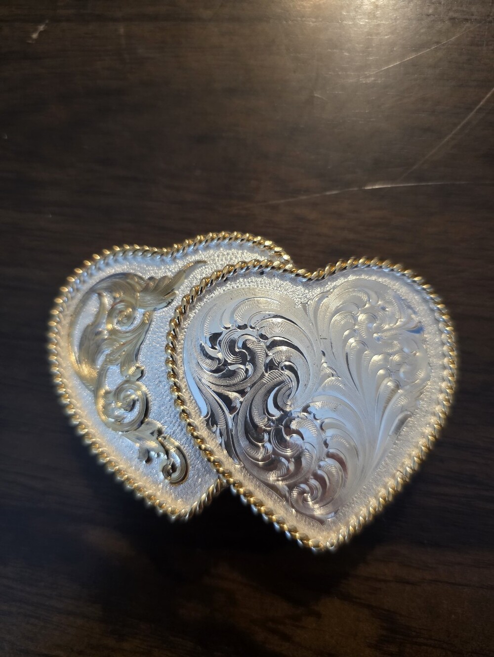 Montana Silversmith Womens Western Style Double Heart Silver And Gold Tones